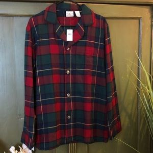 LL. Bean. Plaid Flannel Pajamas Top